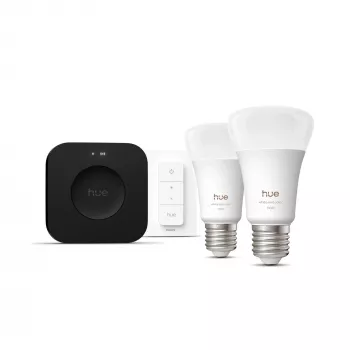 Philips Hue White and colour ambience -aloituspakkaus: 2 E27 älylamppua + himmenninkytkin + Bridge Pro