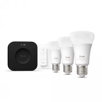 Älyvalopakkaus Philips Hue White and Colour Ambience -aloituspakkaus — 3 E27 älylamppua, himmenninkytkin, Bridge Pro, Bluetooth/Zigbee