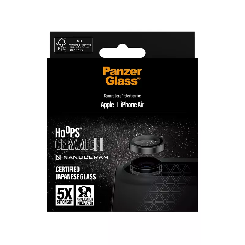 PanzerGlass Hoops Ceramic II kameran linssinsuoja iPhone Air naarmuuntumaton iskunkestävä musta