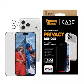 PanzerGlass ® | CARE by ® 3-in-1 Flagship Privacy -pakkaus iPhone 17 Pro Max