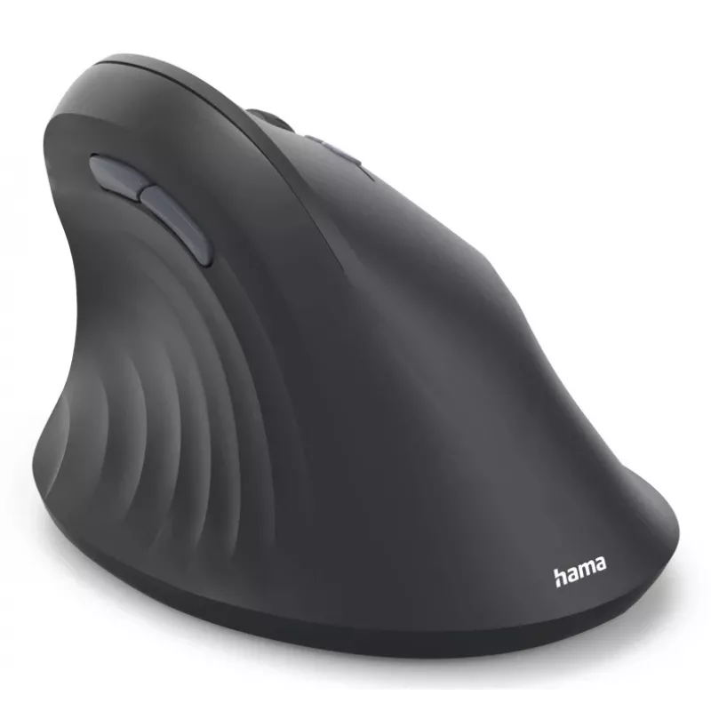 Hama 00173092 EWM-600R ergonominen pystyhiiri, oikeakätisille, langaton 2,4 GHz + Bluetooth, usean laitteen, optinen 1600 DPI, ladattava, musta