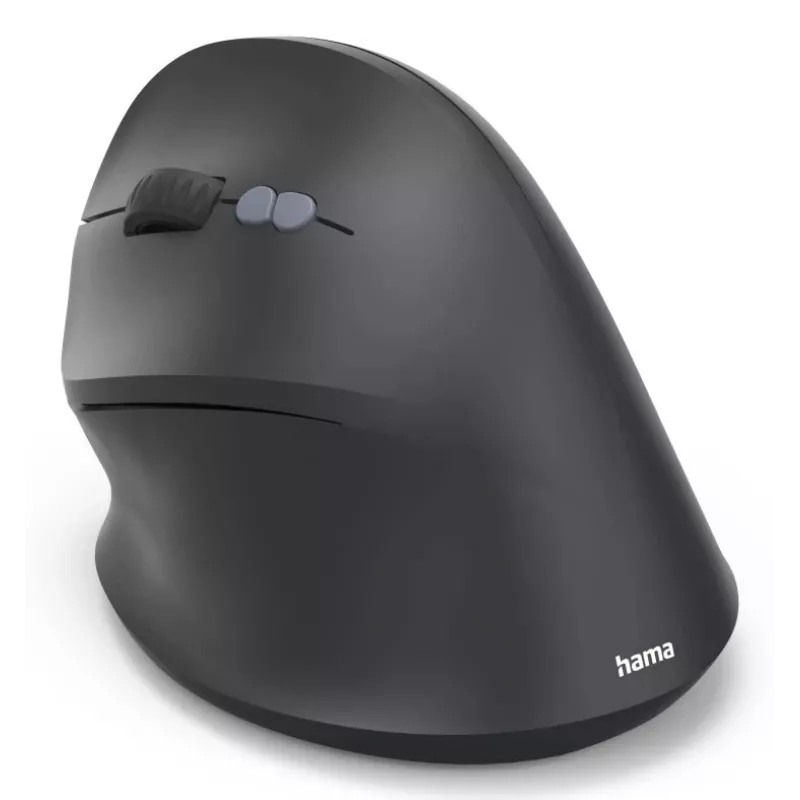 Hama 00173093 EWM-600L ergonominen pystyhiiri, vasenkätisille, langaton 2,4 GHz + Bluetooth, usean laitteen, optinen 1600 DPI, ladattava, musta