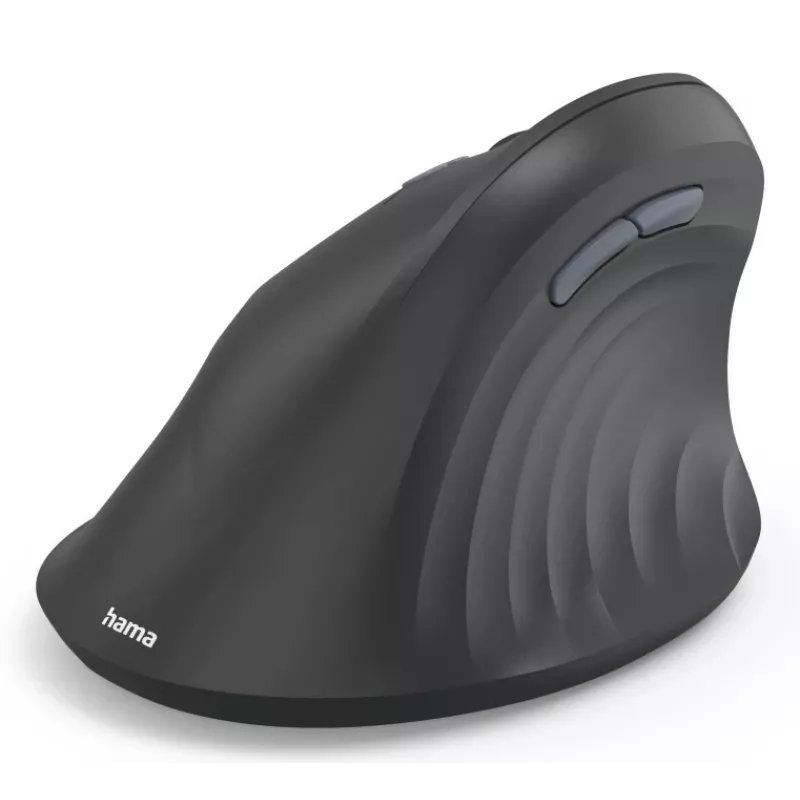 Hama 00173093 EWM-600L ergonominen pystyhiiri, vasenkätisille, langaton 2,4 GHz + Bluetooth, usean laitteen, optinen 1600 DPI, ladattava, musta