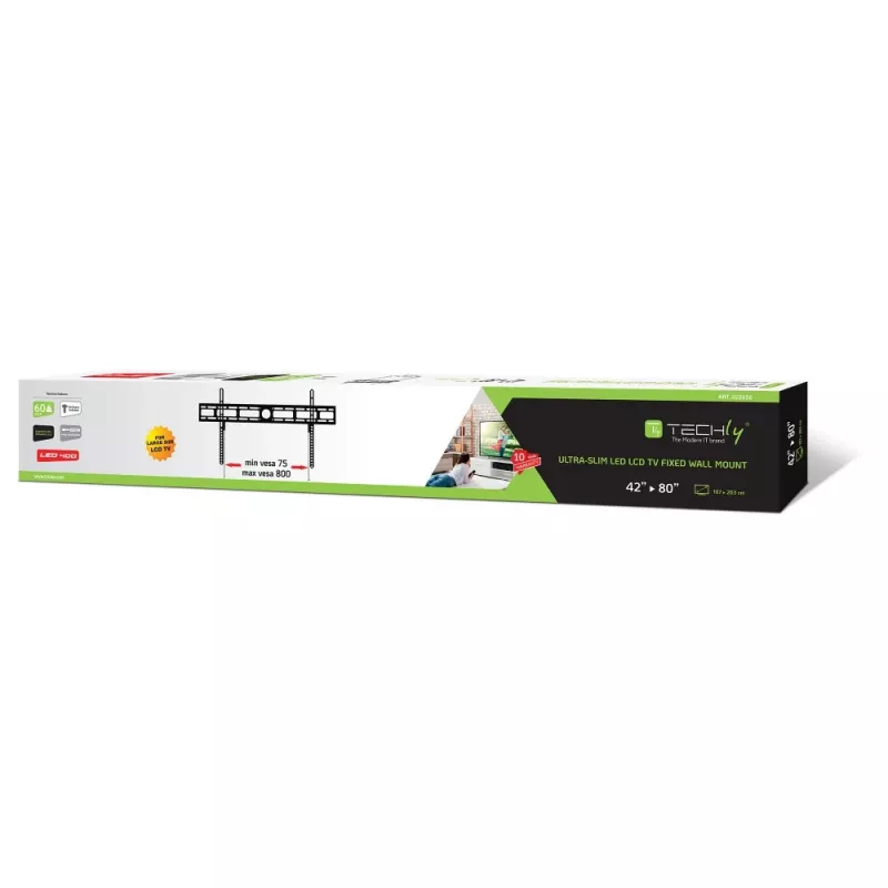 Techly seinäteline LED-LCD-TV 42-80 ultralitteä kiinteä H400mm” ICA-PLB 840