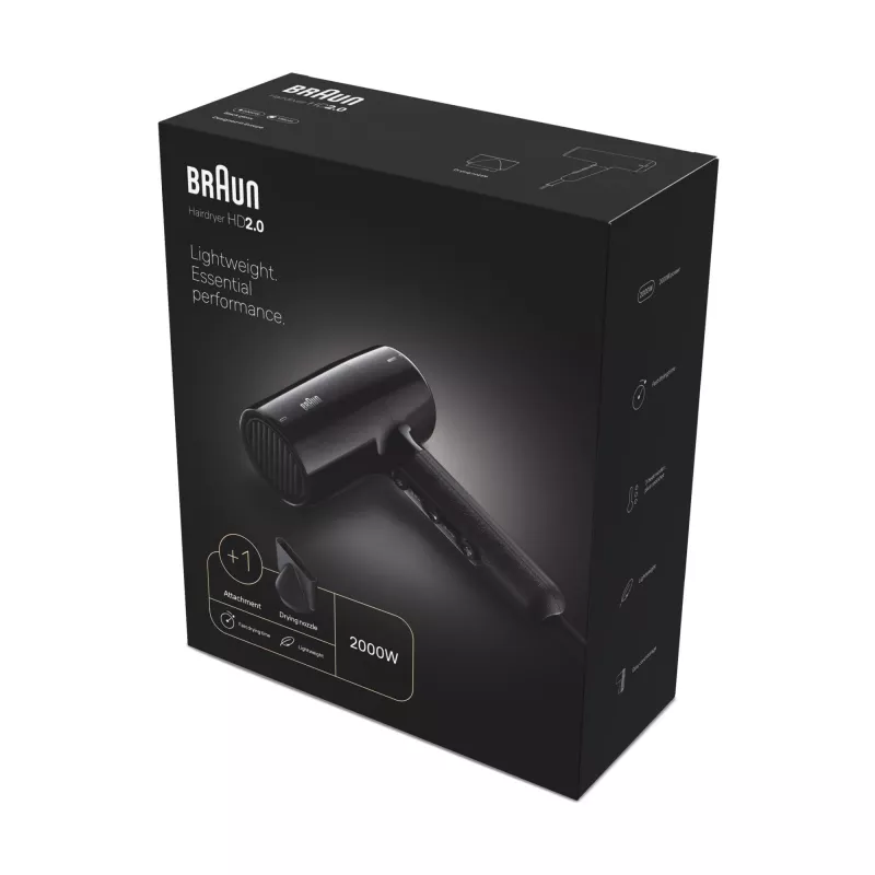 Hiustenkuivaaja Braun HD2.0 2000W musta 1,95 m kaapeli