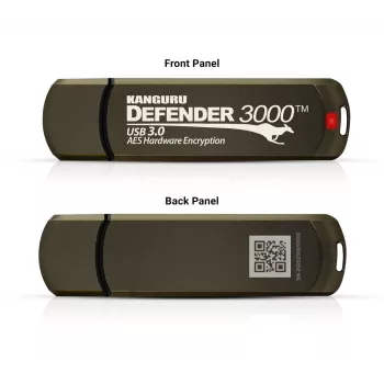 Kanguru Defender 3000™ SuperSpeed USB 3.0 64 GB | salattu USB-muistitikku | FIPS 140-3 Level 3 valmisteilla, FIPS 140-2 Level 3 sertifioitu | AES-XTS 256-bit laitteistosalaus | TAA-yhteensopiva |