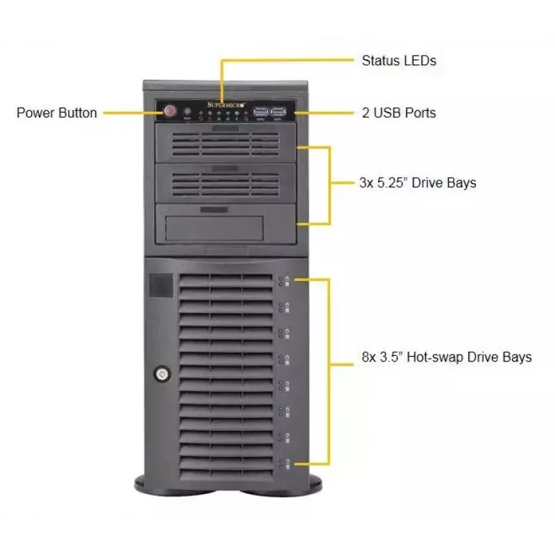 Tietokonekotelo Supermicro SuperWorkstation 7049A-T rack 4U musta