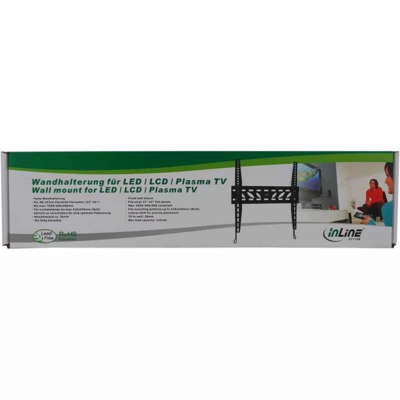 InLine seinäteline TFT / LED / plasma 81–140 cm, 32–55 tuumaa, max. 50 kg