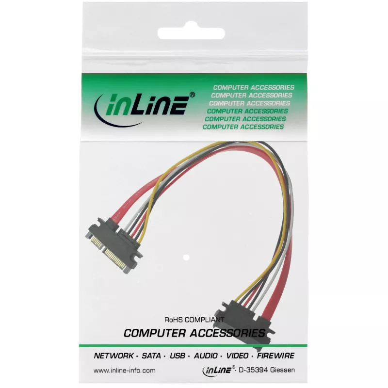 InLine SATA data + virta -kaapeli SATA 6Gb/s uros / naaras 0.50m