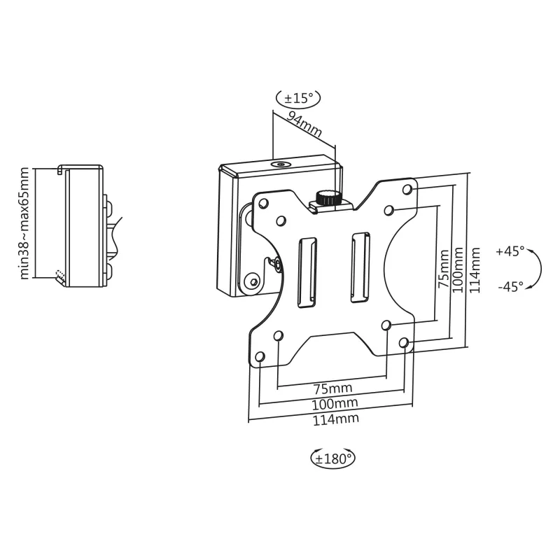 InLine Slatwall-näyttöteline lyhyt 6,5 kg kantavuus 13