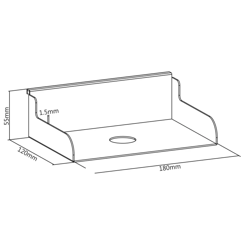 InLine 23182A Slatwall-hylly, pieni, teräs, 180 x 120 x 55 mm, 3 kg kuormitus, valkoinen