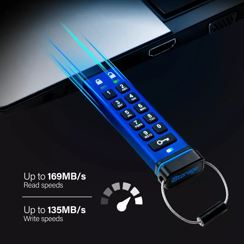 USB-muistitikku iStorage datAshur Pro USB3 256GB AES-256-bittisellä laitteistosalauksella