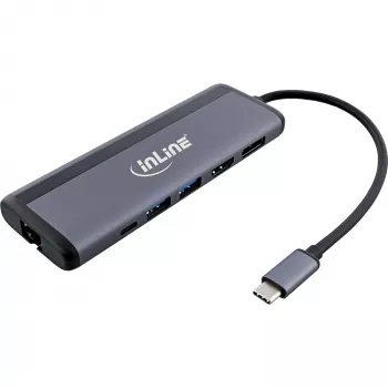InLine 8-in-1 USB-C-monikeskitin, HDMI, DP, USB 3.2, PD 3.0 100W, MST