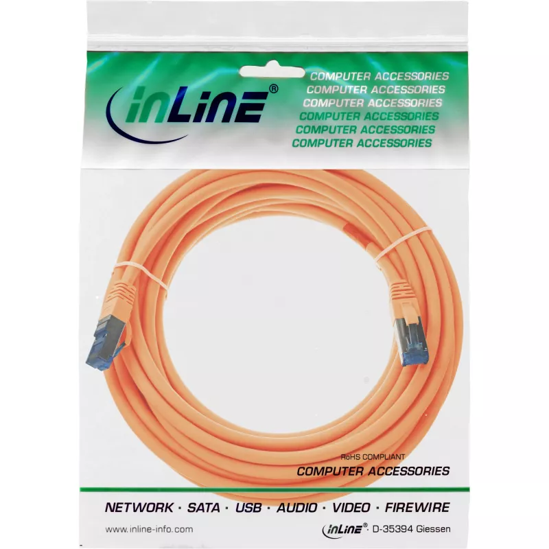 InLine verkkokaapeli S/FTP PiMF Cat.6A halogeeniton 500MHz oranssi 7,5m