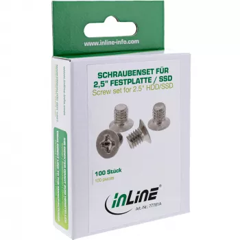 InLine ruuvit 3,5 tuuman HDD/SSD, 3 mm, uppokanta, hopea, 100 kpl