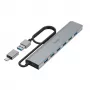 Hama 00200137 USB-keskitin, 7 porttia, USB 3.2 Gen 1, 5 Gbit/s, sis. USB-C-sovittimen ja verkkolaitteen, alumiinikotelo