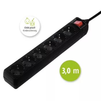 Hama 137265 pistorasialista 3 m 6 AC-lähtöä sisäkäyttöön musta