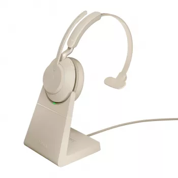 Jabra Evolve2 65 USB-C UC laturijalusta Mono - beige, langaton, toimisto/callcenter, 20 - 20000 Hz, 99,2 g, headset, beige