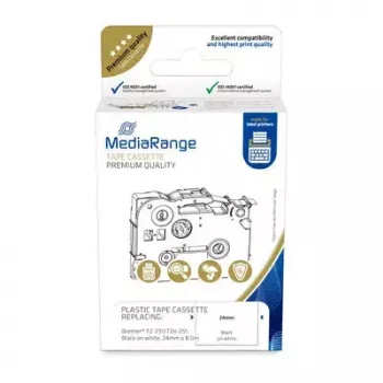 Muovinauhakasetti MediaRange TZ-251 24 mm 8 m musta valkoisella