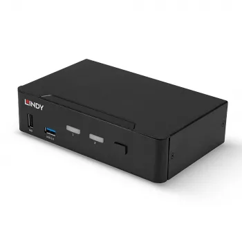 Lindy 2 porttia DisplayPort 1.4, USB 3.0 ja audio KVM-kytkin
