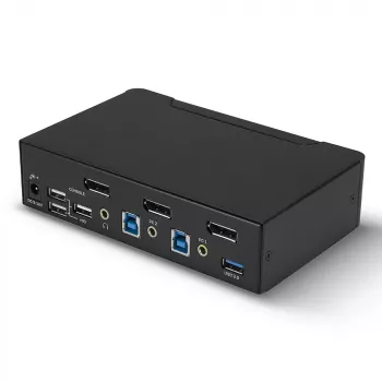 Lindy 2 porttia DisplayPort 1.4, USB 3.0 ja audio KVM-kytkin