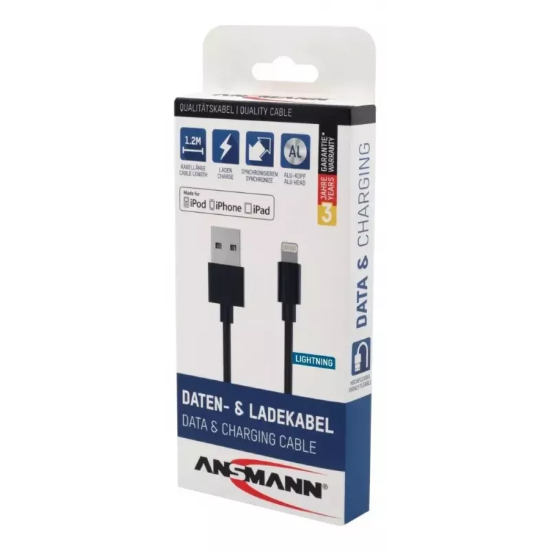 Lightning-kaapeli Ansmann 1700-0078 1,2 m musta