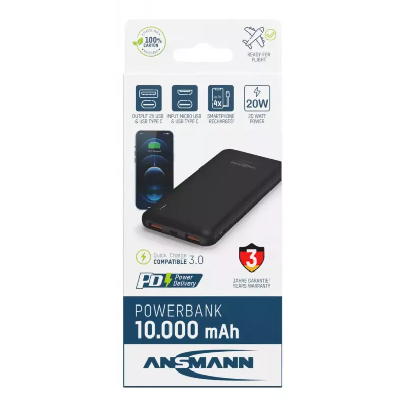 Kannettava varavirtalähde Ansmann PB320PD 10000 mAh