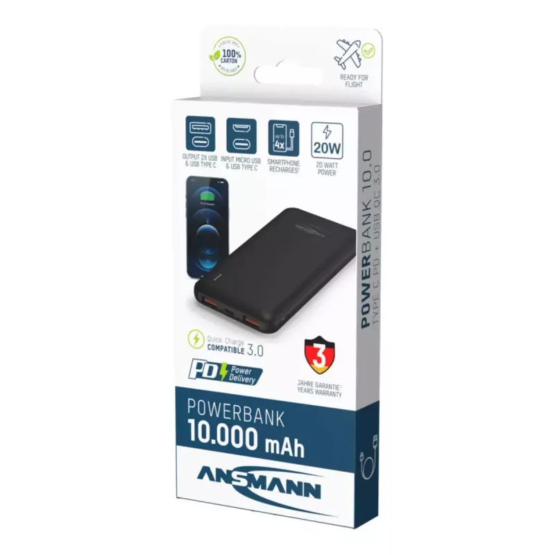 Kannettava varavirtalähde Ansmann PB320PD 10000 mAh