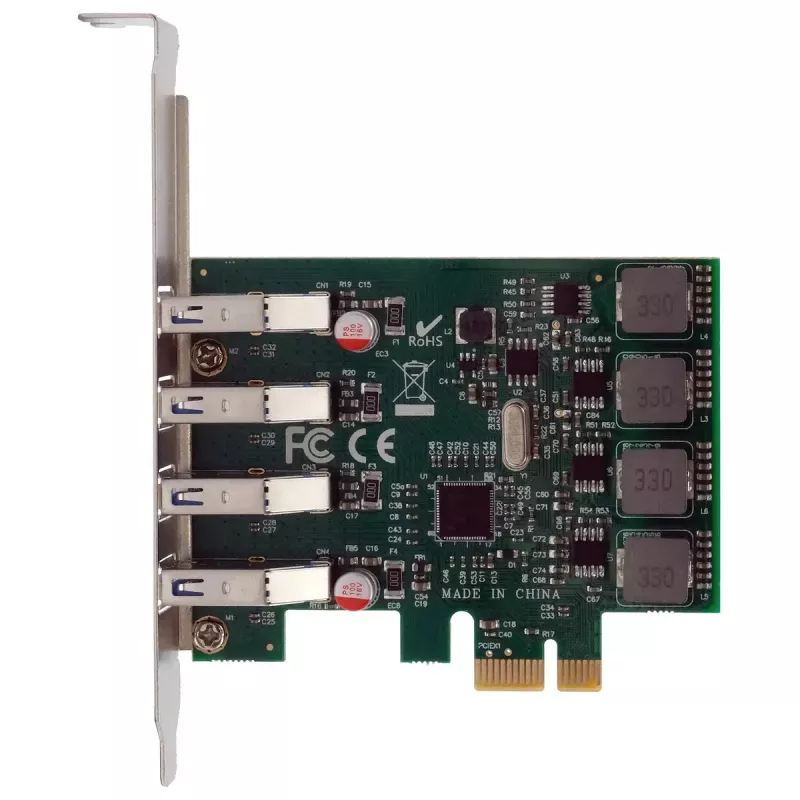 EXSYS 4-porttinen USB 3.2 Gen 1 PCIe-kortti self-power 3A Renesas