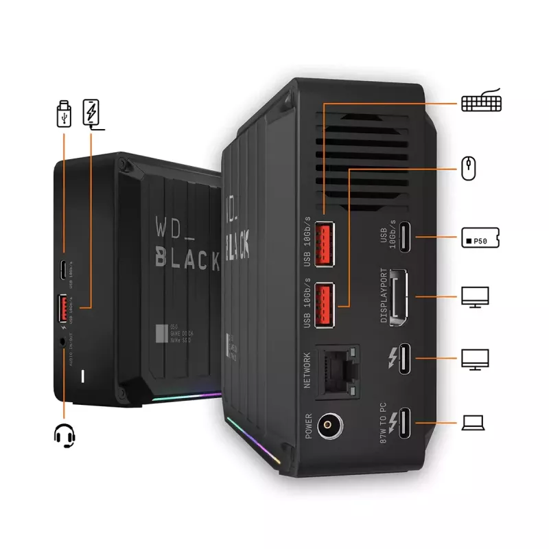 SSD Western Digital D50 langallinen Thunderbolt 3 musta