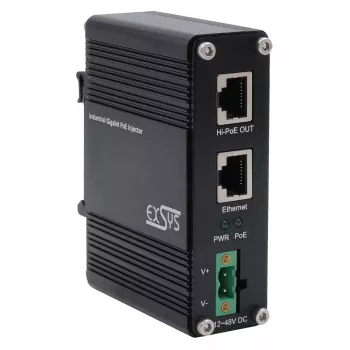 EXSYS PoE++ Gigabit-injektori 60W -40 °C – +80 °C