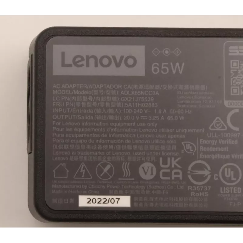 Lenovo 5A11H02883 verkkolaite 65 W musta