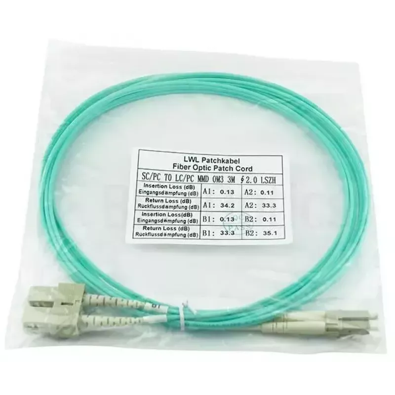 BlueOptics 055702T512000015M-BO Duplex-kuituoptinen kytkentäkaapeli, LC/UPC - SC/UPC, OM3 50/125 µm, 15 m, beige