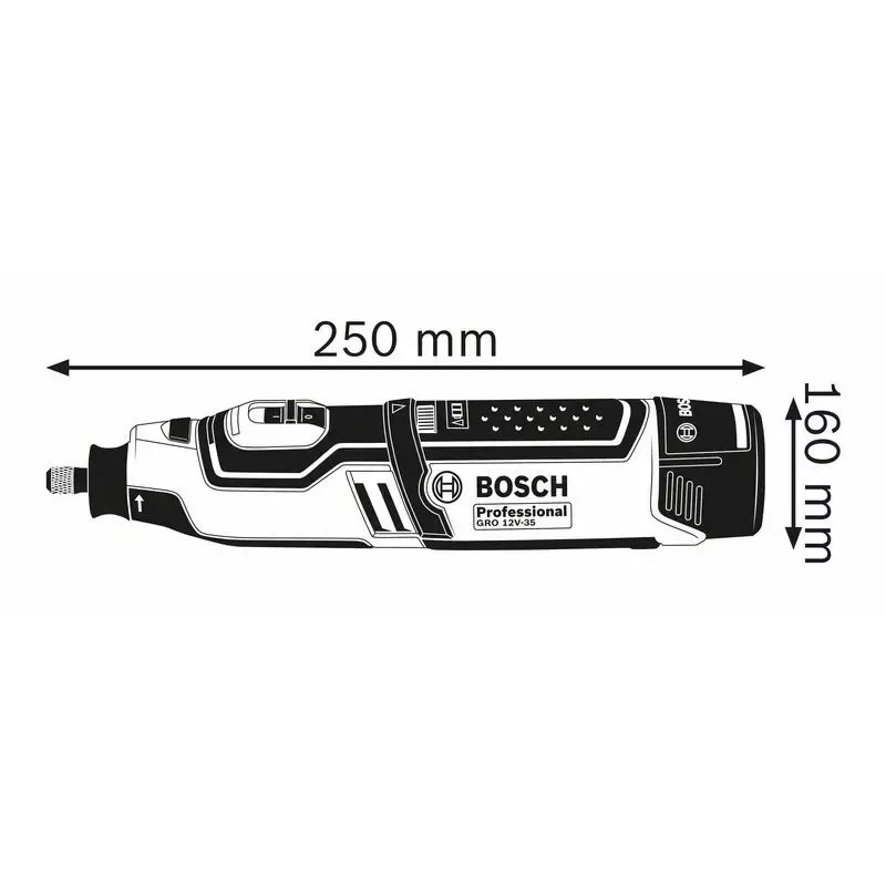 Bosch GRO 10.8 V-LI Professional akkukäyttöinen pyörivä työkalu, 3,2 mm istukka, 2 akkua
