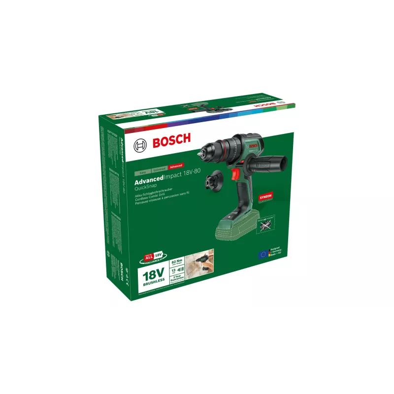 Bosch AdvancedImpact 18V-80 QuickSnap akkuiskuporakone, 18 V, Solo (ilman akkua ja laturia), vihreä