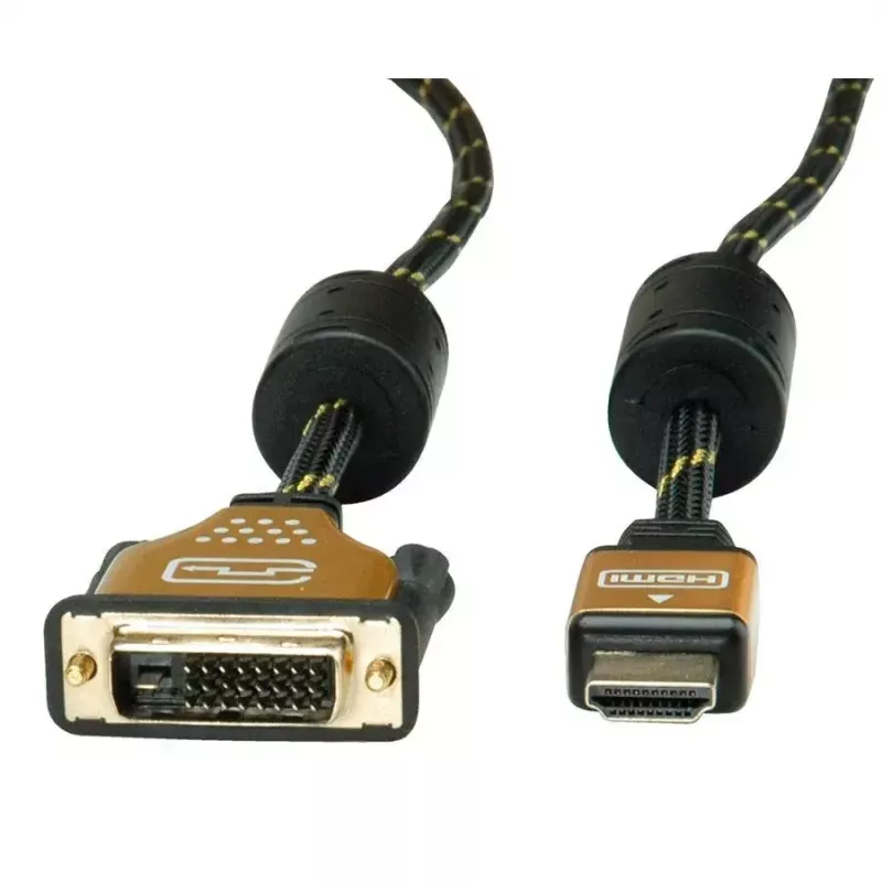 Videokaapeli-adapteri ROLINE 11.04.5895 10 m HDMI DVI musta kulta