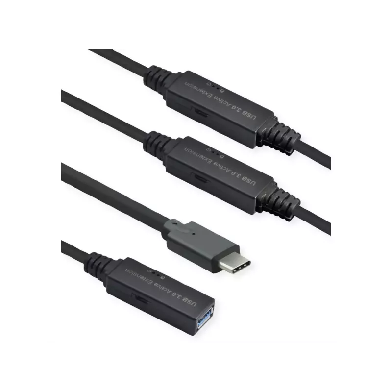ROLINE USB-kaapeli 12.04.1068 USB 3.2 Gen 1 20 m USB C USB A musta