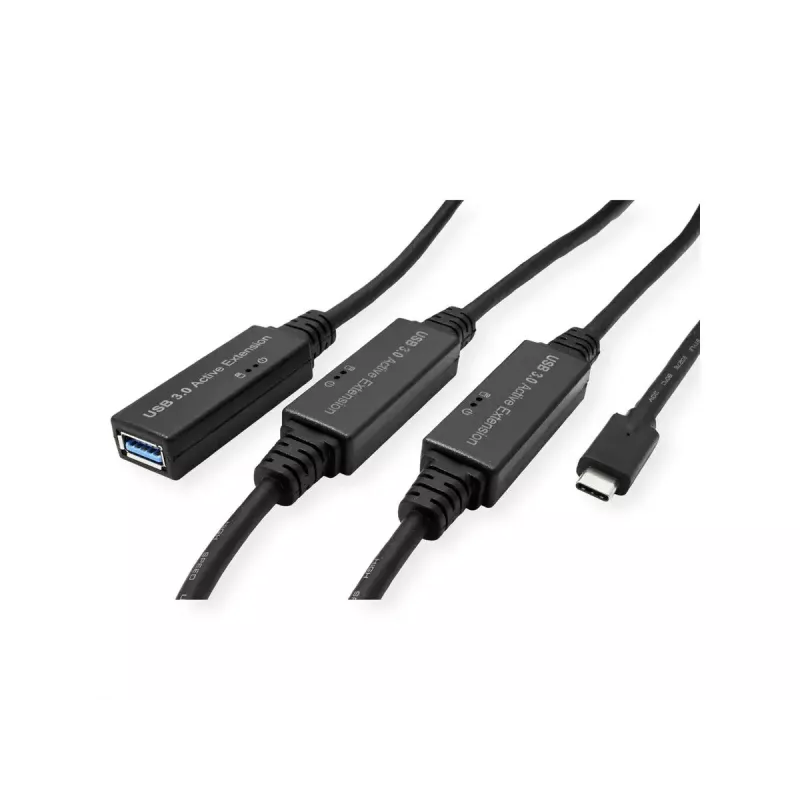 ROLINE USB-kaapeli 12.04.1068 USB 3.2 Gen 1 20 m USB C USB A musta