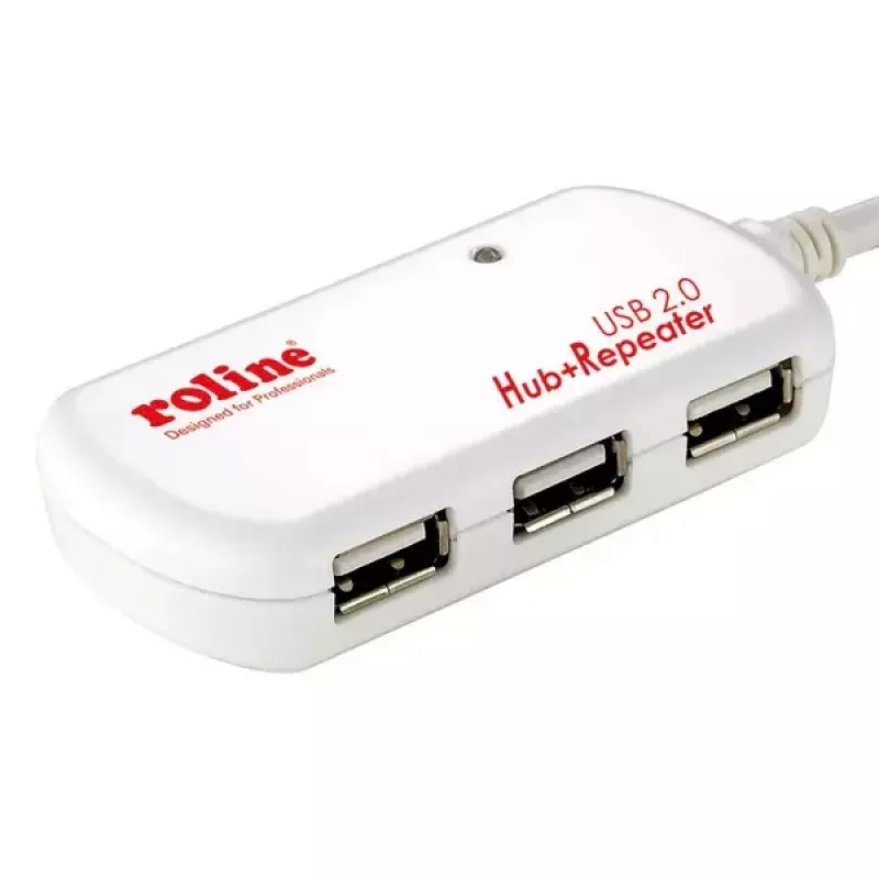 USB-keskitin ROLINE 4 porttia toistimella 12 m