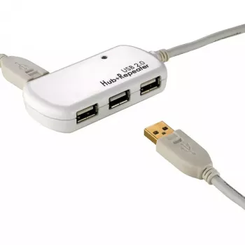 USB-keskitin ROLINE 4 porttia toistimella 12 m