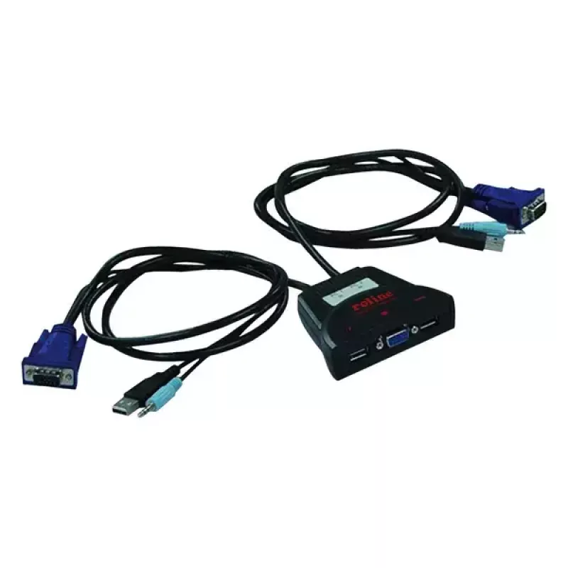 KVM-kytkin ROLINE Star 1 käyttäjä 2 PC:tä audio USB