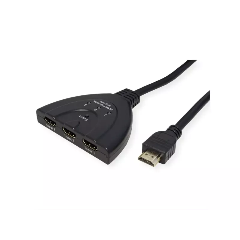 VALUE HDMI-vaihtokytkin 14.99.3567, HDMI, 4K (3840x2160) 60 Hz, 3 tuloa, musta