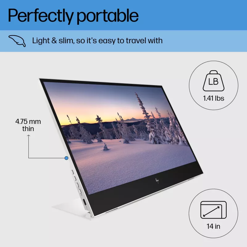 HP E-Series E14 G4 -tietokonenäyttö 35,6 cm (14 inch) 1920 x 1080 pikseliä Full HD LED valkoinen