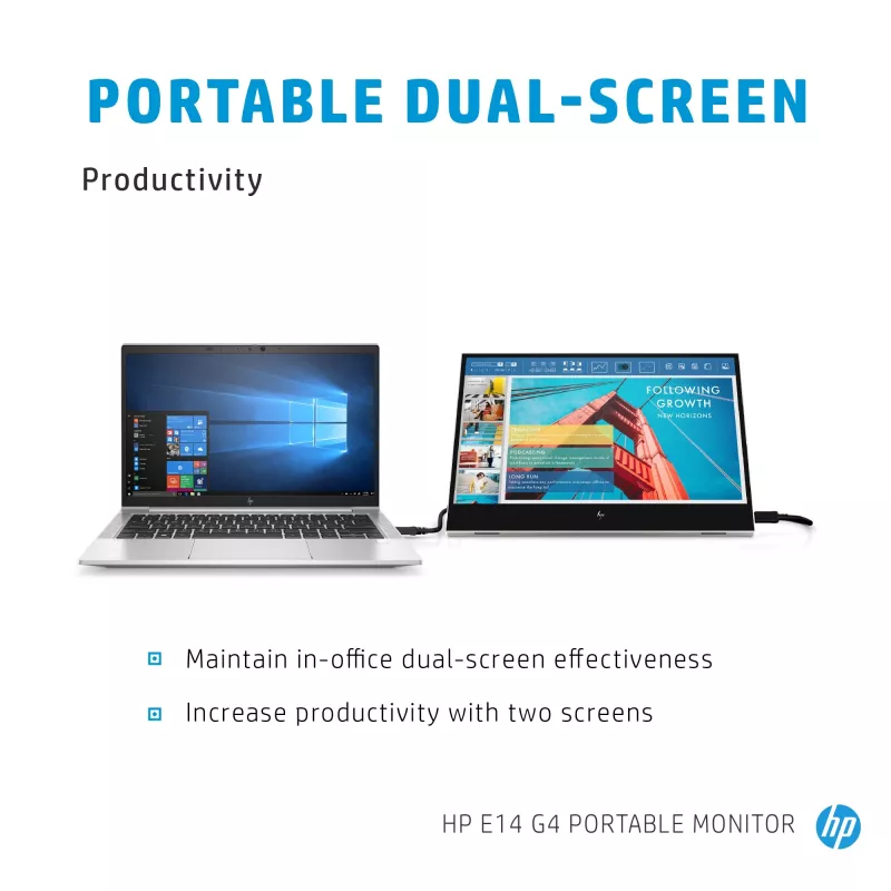 HP E-Series E14 G4 -tietokonenäyttö 35,6 cm (14 inch) 1920 x 1080 pikseliä Full HD LED valkoinen