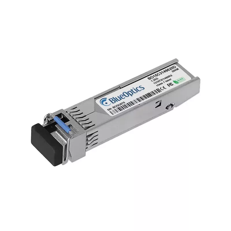 BlueOptics 1G-SFP-BXU-BO SFP-lähetinvastaanotin, Extreme Networks 1G-SFP-BXU -yhteensopiva, 1000BASE-BX-U, yksimuoto, TX1310/RX1490 nm, 20 km, LC Simplex, DDM