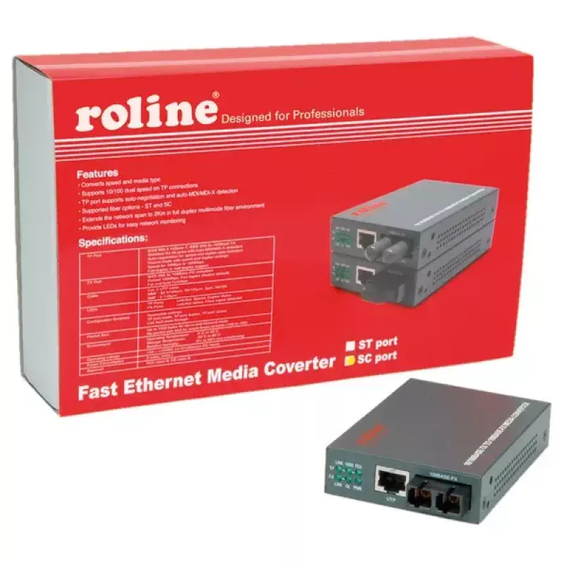 Fast Ethernet -muunnin ROLINE RC-100FX/SC