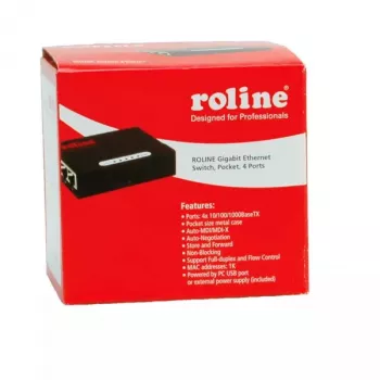 Gigabit Ethernet -kytkin ROLINE Pocket 4 porttia