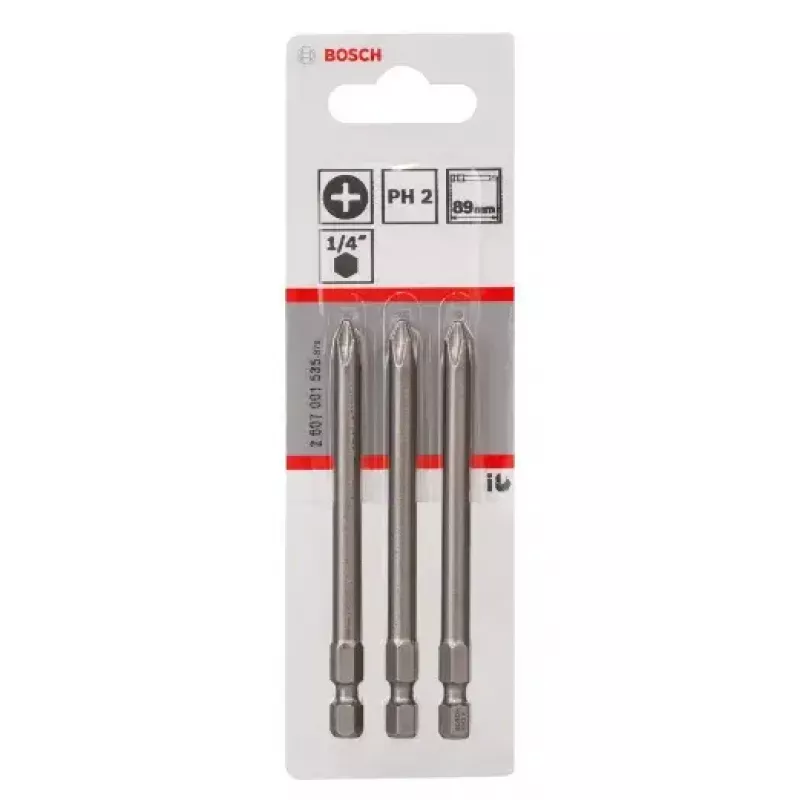 Bosch 2607001535 Phillips-ruuvimeisselin kärki PH2 erittäin kova E 6,3, 3 kpl