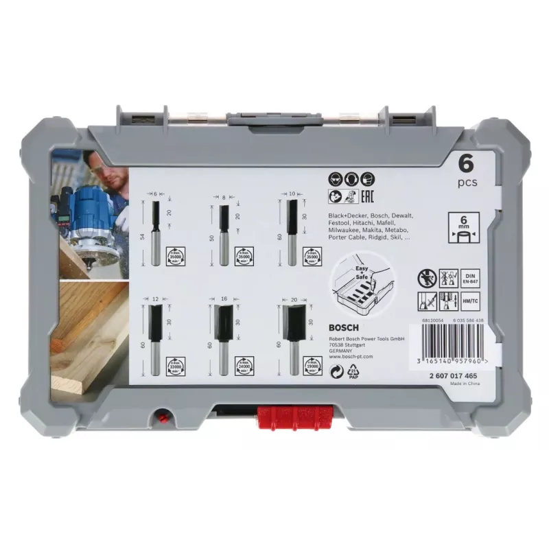 Bosch Jyrsinteräsarja (urajyrsimet), 6 kpl, 6 mm varsi, 2607017465