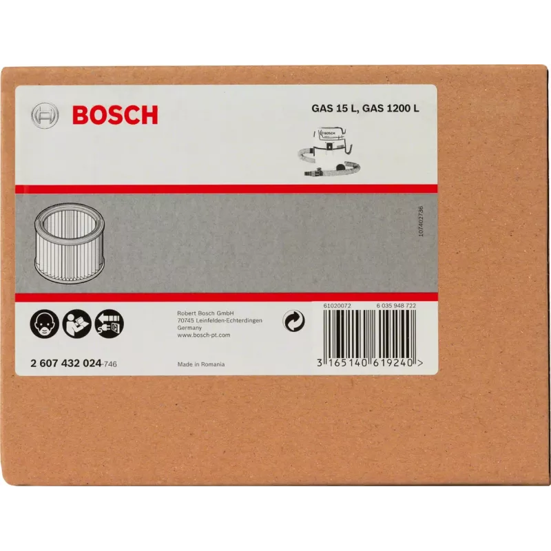Bosch 2 607 432 024 pölynimurin tarvike-/kulutustarvike suodatin tynnyri-imuri
